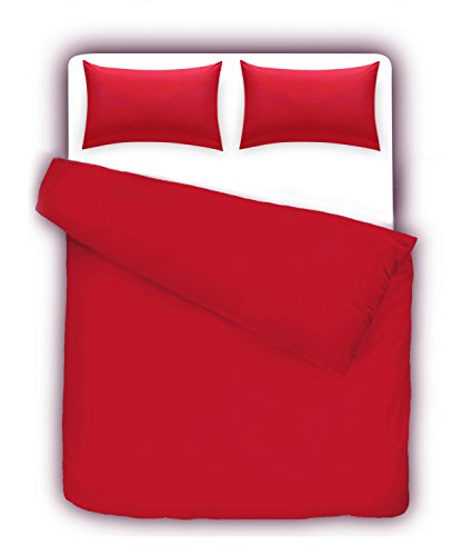 Zona de lino® Fácil cuidado de percal Imperial – Juego de funda de edredón, funda de edredón con fundas de almohada., Rojo, matrimonio grande
