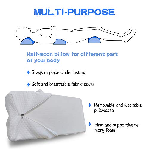 ZoneYan Reposapiés Debajo del Escritorio, Almohada Media Luna Piernas, Cojín Semicilíndrico, Cojín Ergonómico de Alta Densidad del Reposapiés, Alivio del Dolor para Piernas/Espalda/Cuello/Lumbares