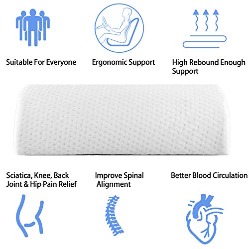 ZoneYan Reposapiés Debajo del Escritorio, Almohada Media Luna Piernas, Cojín Semicilíndrico, Cojín Ergonómico de Alta Densidad del Reposapiés, Alivio del Dolor para Piernas/Espalda/Cuello/Lumbares