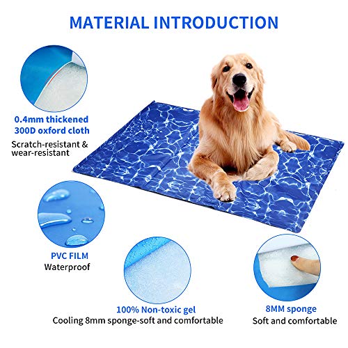 ZONJIE Alfombrilla de refrigeración para mascotas, lavable, para perros y gatos, para dormir, impermeable, manta de seda helada, no tóxica, grande, activada para perros, cachorros,90 x 55 cm