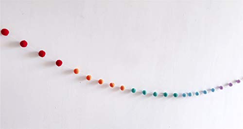 ZOONAI Guirnalda de bolas de fieltro con pompón, guirnalda para colgar decoración de pared para bebés, niños, dormitorio, guardería, fiesta, accesorios para colgar (blanco, gris azul), diseño de bola