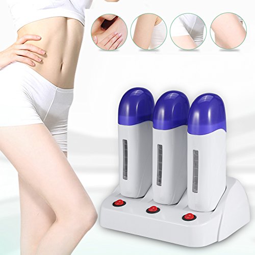Zouminyy 3 Tipos de Calentador de Cera Depilación Cuerpo Rodillo de Pelo Mini Máquina Calefacción Automática Para Mujeres Hombres Bikini Pierna Brazos Hogar Spa(Tres lugares 220v)