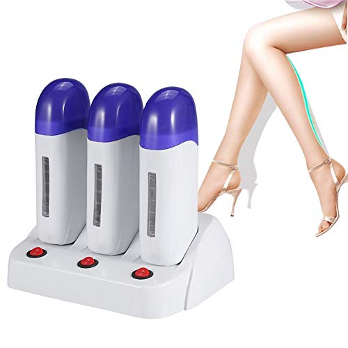 Zouminyy 3 Tipos de Calentador de Cera Depilación Cuerpo Rodillo de Pelo Mini Máquina Calefacción Automática Para Mujeres Hombres Bikini Pierna Brazos Hogar Spa(Tres lugares 220v)
