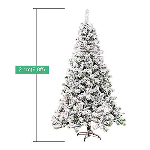 ZPEE Blanco PVC Árbol De Navidad, Artificial Nevado Bisagras Pino con Soporte Metálico Fácil De Montar Decoraciones Navidad No Luz-2.1m(6.8ft)