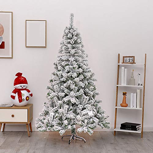ZPEE Blanco PVC Árbol De Navidad, Artificial Nevado Bisagras Pino con Soporte Metálico Fácil De Montar Decoraciones Navidad No Luz-2.1m(6.8ft)