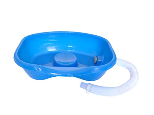 ZQMYD LYX@ Lavabo de Cama Plana, Lavabo de plástico en la Cama, Paciente Anciano acostado en la Cama, champú para niños Embarazadas, Cama Azul de Lactancia