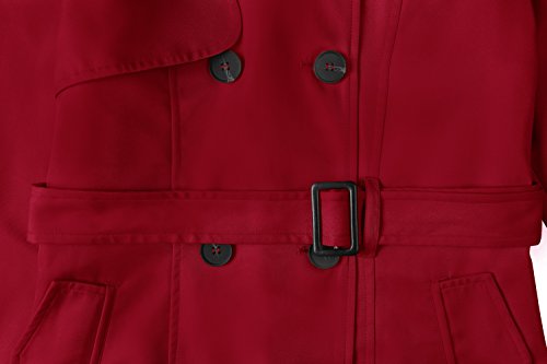 ZSHOW Gabardina Longitud Media Abrigo Doble Botonadura Mujer Rojo X-Large