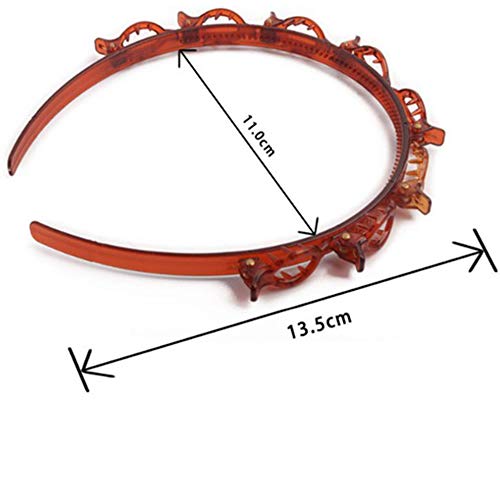 ZSLMX Pinza de Pelo, Diadema, Diadema de Moda con Doble Flequillo, con 8 Dientes pequeños y Pinza fácil de Usar, Adecuada para Peinados Diarios para Mujeres y niñas (2 Piezas en Negro y marrón)