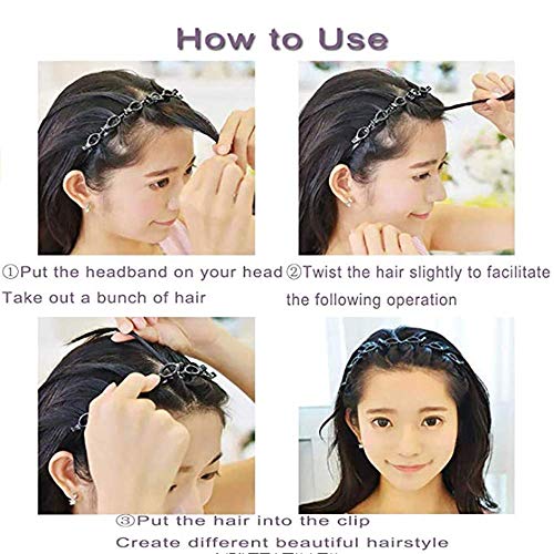 ZSLMX Pinza de Pelo, Diadema, Diadema de Moda con Doble Flequillo, con 8 Dientes pequeños y Pinza fácil de Usar, Adecuada para Peinados Diarios para Mujeres y niñas (2 Piezas en Negro y marrón)