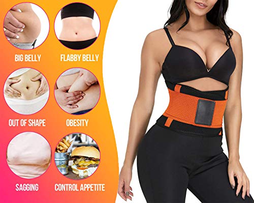 ZSZBACE Adelgazante Waist Trainer Training Corset Deportivo Shaper Moldeadora Faja Reductora Cintura Corsé Slimming Belt (Naranja, M)