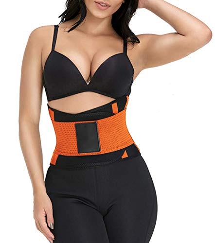 ZSZBACE Adelgazante Waist Trainer Training Corset Deportivo Shaper Moldeadora Faja Reductora Cintura Corsé Slimming Belt (Naranja, M)