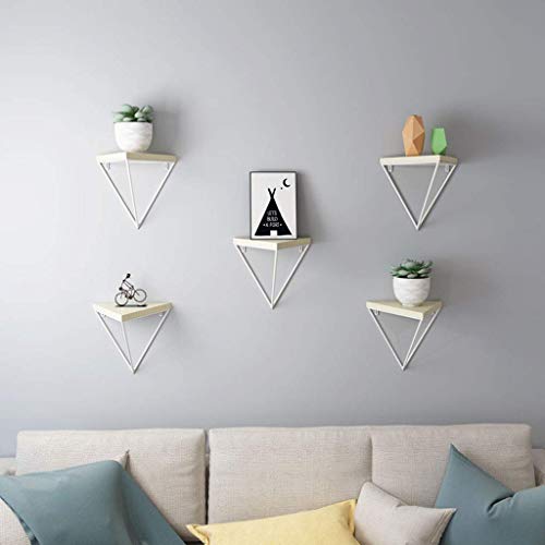 ZTMN Juego de 5 Piezas: Marco Flotante montado en la Pared, Soporte de Metal, Soporte de Pared de Madera, decoración de baño de Dormitorio, Dormitorio de Cocina (Blanco)