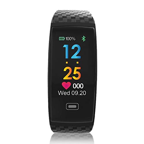ZTYY Presión Inteligente Reloj Pulsera de oxígeno en la Sangre Arterial SmartWatch Monitor de Ritmo cardíaco Inteligente Pulsera podómetro IP67 a Prueba de Agua SmartBand (Color : Black)