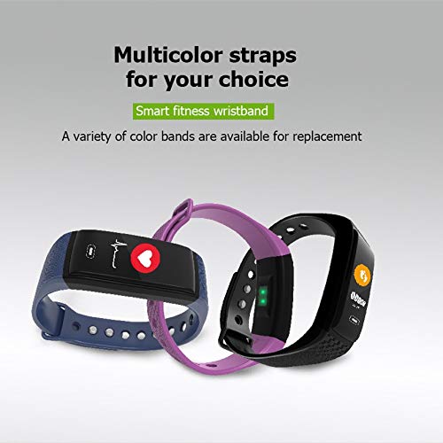 ZTYY Presión Inteligente Reloj Pulsera de oxígeno en la Sangre Arterial SmartWatch Monitor de Ritmo cardíaco Inteligente Pulsera podómetro IP67 a Prueba de Agua SmartBand (Color : Black)