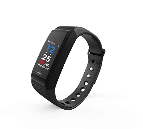 ZTYY Presión Inteligente Reloj Pulsera de oxígeno en la Sangre Arterial SmartWatch Monitor de Ritmo cardíaco Inteligente Pulsera podómetro IP67 a Prueba de Agua SmartBand (Color : Black)