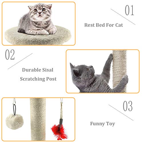 Zubita Rascadores para Gatos, Árbol para Gatos Arañazo Gatos Juguetes de Sisal Natural, Cat Toy Centro de Actividad para Gatitos, Color Beige, 28 * 28 * 29 CM