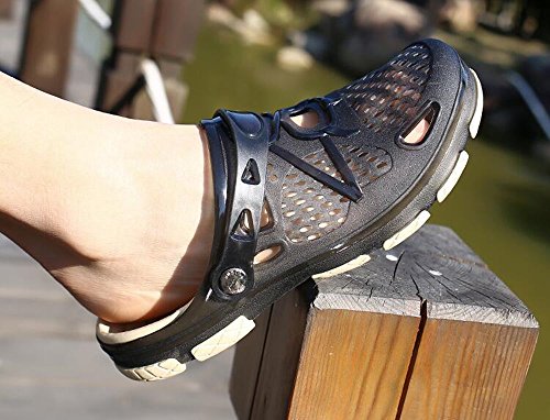 Zuecos Hombre Playa Piscina Sanitarios Enfermera Goma Verano Zapatillas de Trabajo Sandalias Negro Azul Amarillo 40-45 Negro 44