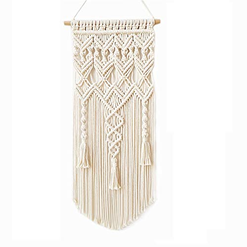 zunbo - Tapiz de Pared con Borla de macramé, Hecho a Mano, Tapiz, decoración Bohemia, para la habitación, la casa, Fiesta de Boda, decoración, Color Beige