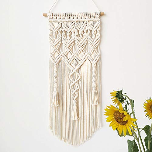zunbo - Tapiz de Pared con Borla de macramé, Hecho a Mano, Tapiz, decoración Bohemia, para la habitación, la casa, Fiesta de Boda, decoración, Color Beige