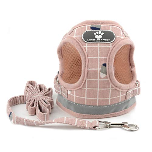 Zunea Arnés Perro pequeño con Correa, Ajustable Reflectante Chihuahua Chaleco arneses de Malla Acolchada a Prueba de Escape Chaqueta para Cachorro para niños y niñas Perros y Gatos Rosa S