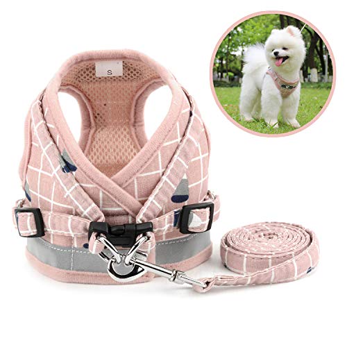 Zunea Arnés Perro pequeño con Correa, Ajustable Reflectante Chihuahua Chaleco arneses de Malla Acolchada a Prueba de Escape Chaqueta para Cachorro para niños y niñas Perros y Gatos Rosa S