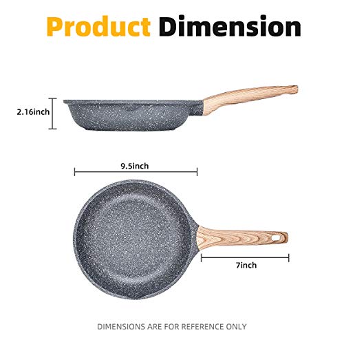 ZUOFENG Sartén Antiadherente de 24CM, Aluminio Fundido Sartenes para Saltear, para Todo Tipo de Cocinas Incluida Inducción y Vitrocerámica. (Gris, 24_cm)
