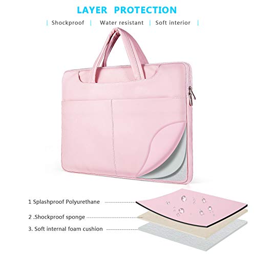 ZWOOS Maletin Portatil 15,6 Pulgadas, Resistente al Agua Maletín Mano Bolso Funda para Portátiles Compatible con MacBook Pro Retina/MacBook Air/Samsung/Lenovo/HP/Acer/ASUS/DELL (Rosa)