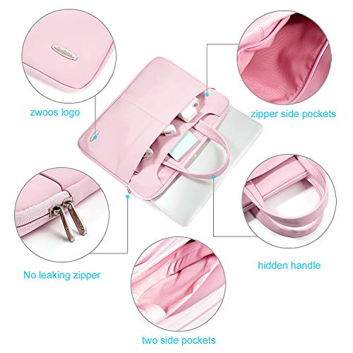ZWOOS Maletin Portatil 15,6 Pulgadas, Resistente al Agua Maletín Mano Bolso Funda para Portátiles Compatible con MacBook Pro Retina/MacBook Air/Samsung/Lenovo/HP/Acer/ASUS/DELL (Rosa)