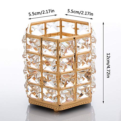 ZWOOS - Organizador de brochas de Maquillaje，Cristal Cosmético Almacenamiento Organizador para Cejas, lápices, Makeup Brush y Herramientas (Golden)