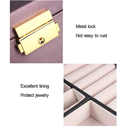 ZXD Joyero, PU, portátil, 3 pisos, caja de maquillaje, con 2 cajones extraíbles, organizador de maquillaje, para anillos/pulsera/reloj
