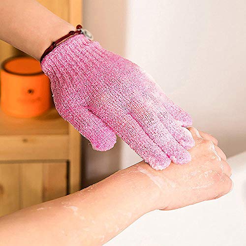 ZXGQF 4 pares Guantes exfoliantes, Guantes de baño, Guantes para el cuerpo de la ducha, Guantes de baño de lavado de doble cara para ducha Cuerpo Masaje de spa Eliminador de células de piel muerta