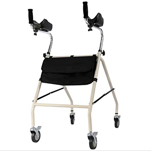 ZXL Andador portátil, Soporte de antebrazo de pie Marco para Caminar de 4 Ruedas, Andador Vertical Plegable Ligero, Ajuste de Altura de 10 Niveles, Adecuado para Personas con dificultades de REH