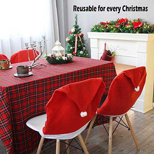 ZXT 8 Piezas Funda de Silla de Navidad para Decoración de Navidad,Santa Sombrero Comedor Cubiertas de la Silla,Funda para Silla de Comedor,Cubierta de la Silla de Navidad Decoración de Navidad