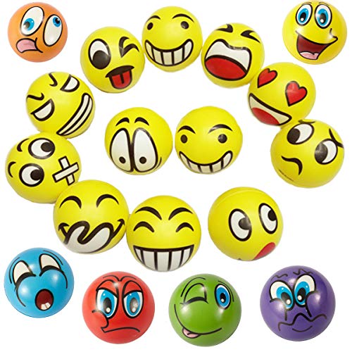 ZYDTRIP 12pcs Bolas Divertidas del Juego de Emoji, Pelota de Juguete Anti estrés, Juguete de la Novedad para el Color clasificado y la Fuente Divertida de la Fiesta del Estilo de Emoji de la Cara
