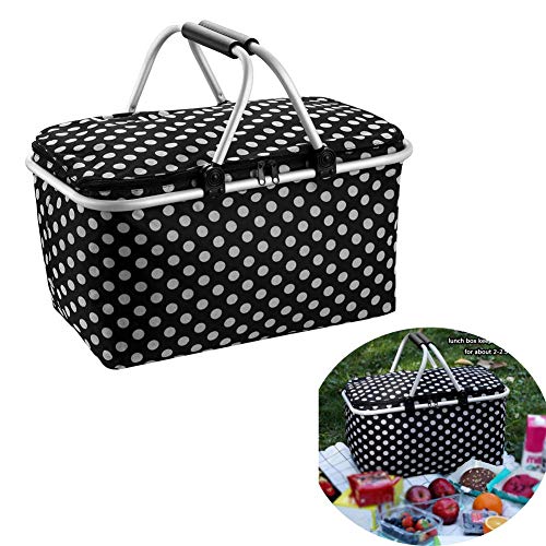 ZYEZI Cesta de Picnic Plegable, Bolsa Impermeable Grande de 32L con Aislamiento, Bolsa de Bebidas para IR de Compras al Aire Libre en Familia