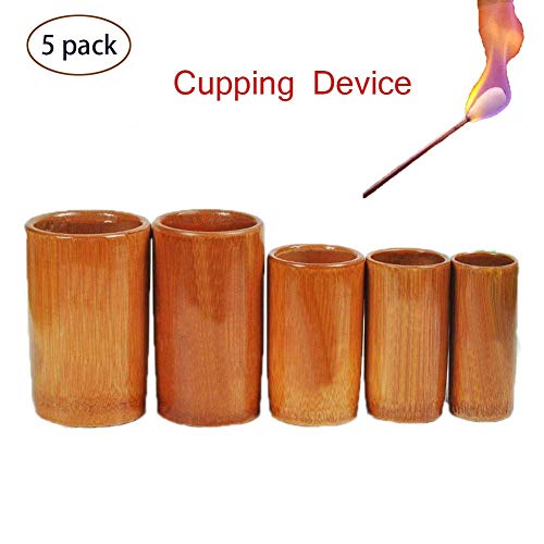 ZYJFP Dispositivo De Ventosas 5PCS, Vacío Taza De Masaje De Bambú Natural, Terapia China para La Fatiga Pérdida De Peso Conjunto De Herramientas De Salud con Herramientas