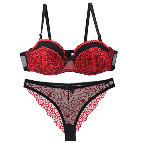 zysymx Copa Mujer Lencería Push up Babydoll Lencería Tallas Grandes Sling Mujer Rojo 90A