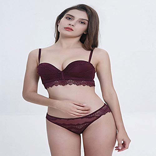 zysymx Marca Comodidad Sin Llantas Juego Delgado y Grueso Media Copa Conjunto de Ropa Interior sin Tubo Antideslizante 红色 70B