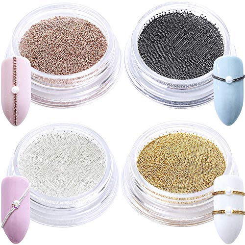 0.4mm 3D Micro Nail Caviar Beads Conjunto de arte de uñas de color mixto 4 cajas Pequeñas tachuelas Accesorio