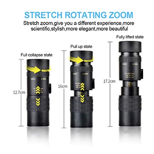 10-300x40mm Super Telephoto Zoom Monocular Telescope,Monocular Telescope with Phone Holder and Tripod for Beach Travel (Without Tripod and Clip, 10-100x30)