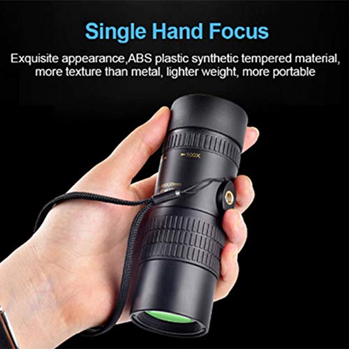 10-300x40mm Super Telephoto Zoom Monocular Telescope,Monocular Telescope with Phone Holder and Tripod for Beach Travel (Without Tripod and Clip, 10-100x30)