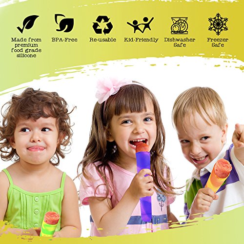 10 Moldes de Silicona Premium para Helados, Ice Pop, Ice Lolly| Tapa a Prueba de Fugas, Gran Capacidad 80ml - Grado Alimenticio, 100% Sin BPA| Reutilizable, Fácil de Limpiar y Apto Para Lavavajillas.