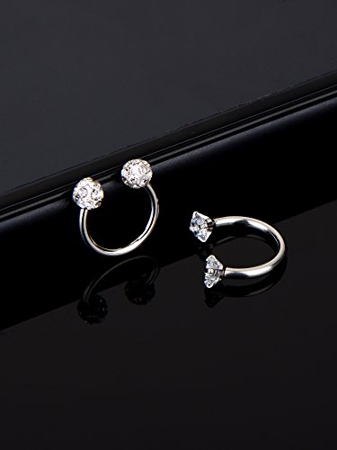 10 Piezas de Aro de Herradura de Acero Inoxidable Anilla de Nariz Piercing de Cuerpo Quirúrgico para Hélice Tragus Cartílago Labio Ceja, 16 Gauge, 5 Estilos