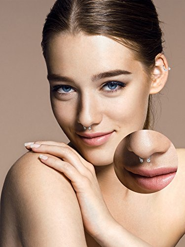 10 Piezas de Aro de Herradura de Acero Inoxidable Anilla de Nariz Piercing de Cuerpo Quirúrgico para Hélice Tragus Cartílago Labio Ceja, 16 Gauge, 5 Estilos