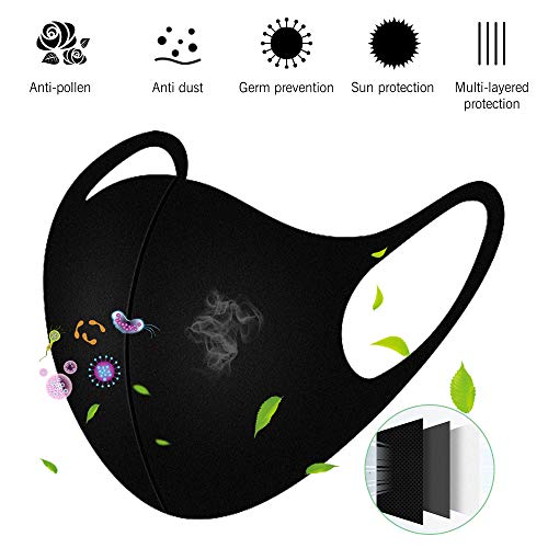 10 piezas Unisex Reutilizable y Lavable Negro