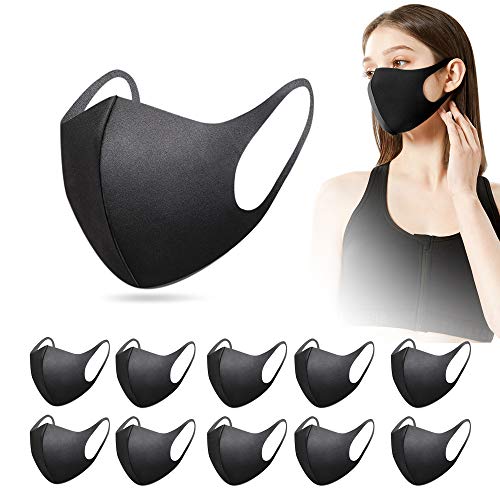 10 piezas Unisex Reutilizable y Lavable Negro