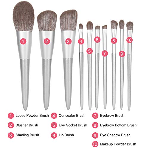 10 piezas/juego de brochas de maquillaje, sombra de ojos, brocha para polvos sueltos, brocha para cejas, herramienta de maquillaje cosmético, para ojos faciales