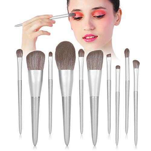 10 piezas/juego de brochas de maquillaje, sombra de ojos, brocha para polvos sueltos, brocha para cejas, herramienta de maquillaje cosmético, para ojos faciales