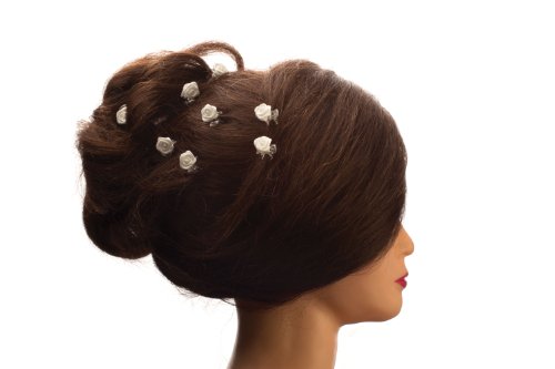 10 Pinzas para el cabello con rosas - Accesorios para el cabello de flores - flor Blanco