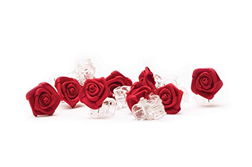 10 Pinzas para el cabello con rosas - Accesorios para el cabello de flores - flor Blanco